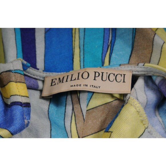 Emilio Pucci Women V Neck Tank Top Blue Yellow Mosaic Viscose Blend Shirt Blouse - Picture 8 of 8